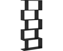 vidaXL - Boekenkast - Zwart - Eiken - 70 - x - 24 - x - 161 - cm - Bewerkt - hout