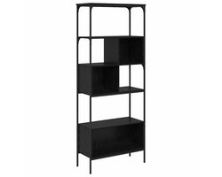 vidaXL - Boekenkast - Zwart - Eiken - 76 - x - 33 - x - 188,5 - cm - Bewerkt - hout