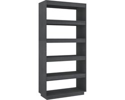 vidaXL - Boekenkast/kamerscherm - 80x35x167 - cm - massief - grenenhout - grijs