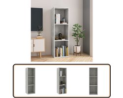 vidaXL Boekenkast/tv-meubel 36x30x114 cm betongrijs Boekenkast - Tv-standaard - Houten Boekenkast - Grijze Boekenkast - Compact Boekenkast