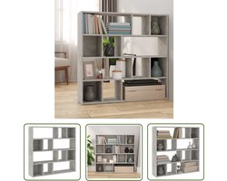 vidaXL Boekenplank - Boekenkast - Boekenkast/kamerscherm 105x24x102 cm betongrijs - Kamerscherm - Houten Kast - Grijze Kast
