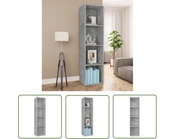 vidaXL Boekenplank - Boekenkast - Boekenkast/tv-meubel 36x30x143 cm bewerkt hout betongrijs - Tv-meubel - Grijze Meubels - Houtsoort
