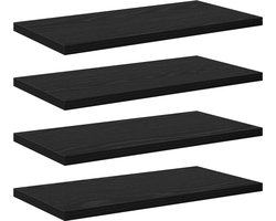 vidaXL - Boekenplank - Bord - 4 - pcs - Zwart - 40 - x - 20 - x - 1,5 - cm - Bewerkt - hout