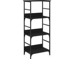 vidaXL - Boekenrek - 50x33x117,5 - cm - bewerkt - hout - zwart
