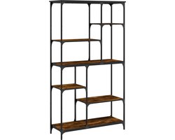 vidaXL - Boekenrek - 99x35,5x176 - cm - bewerkt - hout - en - staal - sonoma - eiken