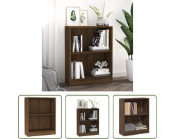 vidaXL Boekenrek - Boekenkast - Boekenkast 60x24x76 cm bewerkt hout bruin eikenkleur - Houten Boekenkast - Bruine Boekenkast - Kleine Boekenkast