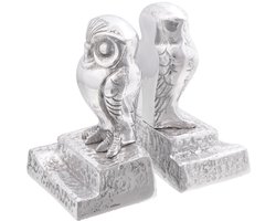 vidaXL - Boekensteunen - 2 - stuks - Zilver - 12x9x19 - cm - Aluminium - Uil