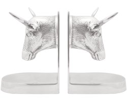 vidaXL - Boekensteunen - 2 - stuks - Zilver - 21,5x15,5x20 - cm - Aluminium - Bull