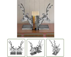 vidaXL Boekensteunen herten 2 stuks aluminium zilver - Boekensteunen - Hertenkop - Aluminium - Zilver - Decoratieve Accessoires