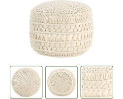 vidaXL Boho Stoffering - Macrame Poef - Poef macramé handgemaakt 45x30 cm katoen - Vloerkleed - Woonaccessoires - Relaxstoel