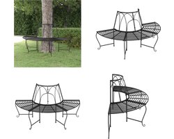 vidaXL Boombank halfrond Ø159 cm staal zwart - Boombank - Boombank - Zitbank - Bankje