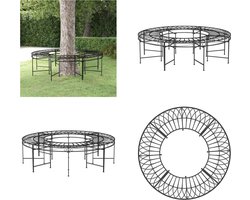 vidaXL Boombank rond Ø160 cm staal zwart - Boombank - Boombank - Zitbank - Bankje