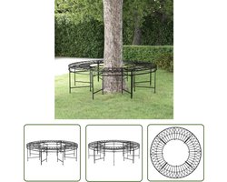 vidaXL Boombank rond Ø160 cm staal zwart - Boombank - Tuinset - Buitentijd - Balkonbank - Roestvrijstalen Bank