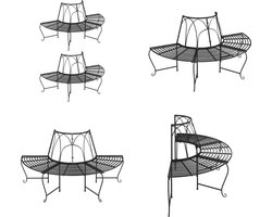 vidaXL - Boombanken - 2 - st - halfrond - Ø159 - cm - staal - zwart
