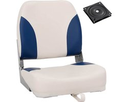vidaXL - Bootstoel - 1 - set - met - blauw-witte - kussens - inklapbaar