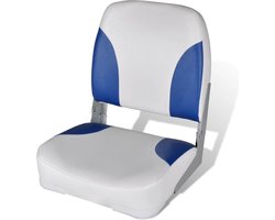 vidaXL - Bootstoel - met - blauw-wit - kussen - inklapbaar - 41x36x48 - cm