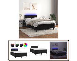 vidaXL Boxspring - 120x200 cm - LED - Matras - Zwart Boxspring - Zwevende Boxspring - Velvet Boxspring - Zwarte Boxspring - Led Boxspring