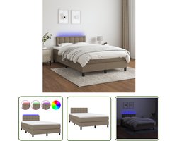 vidaXL Boxspring 120x200 cm met LED Taupe Boxspring Bed - Led Lamp - Slaapcomfort - Pocketveer Matras - Taupe Kleuren