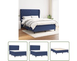 vidaXL Boxspring 140x200 cm - Compleet & Comfortabel Boxspring Bed - Boxspring - Pocketveer Matras - Midden Hard Matras - Blauwdruk Bed
