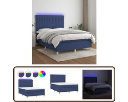 vidaXL Boxspring 140x200 cm met LED en Matras Boxspring Bed - Led Lamp - Pocketed Spring Mattress - Boxspring Frame - Bedroom Furniture