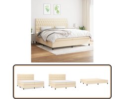 vidaXL Boxspring 200x200 cm - Luxe Comfort Boxspring Bed - Boxspring - Creme Kleurig Bed - Slaapcomfort - Pocketing Matras