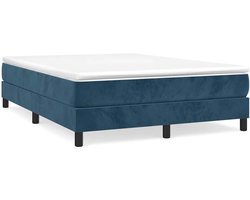 vidaXL - Boxspring - bed - 140x190 - cm - fluweel - donkerblauw