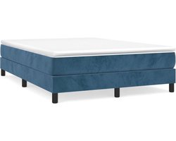 vidaXL - Boxspring - bed - 140x200 - cm - fluweel - donkerblauw