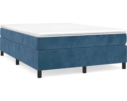 vidaXL - Boxspring - bed - 140x200 - cm - fluweel - donkerblauw