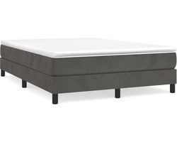 vidaXL - Boxspring - bed - 140x200 - cm - fluweel - donkergrijs
