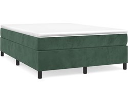 vidaXL - Boxspring - bed - 140x200 - cm - fluweel - donkergroen