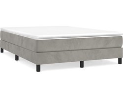 vidaXL - Boxspring - bed - 140x200 - cm - fluweel - lichtgrijs