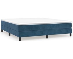 vidaXL - Boxspring - bed - 160x200 - cm - fluweel - donkerblauw