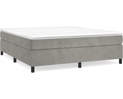 vidaXL - Boxspring - bed - 180x200 - cm - fluweel - lichtgrijs