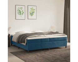 vidaXL - Boxspring - bed - 200x200 - cm - fluweel - donkerblauw