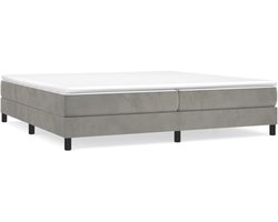 vidaXL - Boxspring - bed - 200x200 - cm - fluweel - lichtgrijs