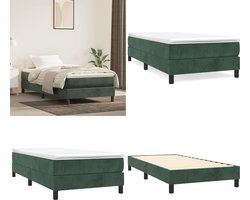 vidaXL - Boxspring - bed - 80x200 - cm - fluweel - donkergroen
