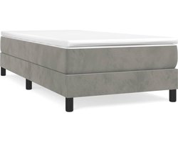 vidaXL - Boxspring - bed - 90x190 - cm - fluweel - lichtgrijs