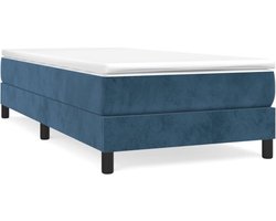 vidaXL - Boxspring - bed - 90x200 - cm - fluweel - donkerblauw