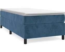 vidaXL - Boxspring - bed - 90x200 - cm - fluweel - donkerblauw