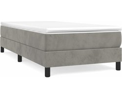 vidaXL - Boxspring - bed - 90x200 - cm - fluweel - lichtgrijs