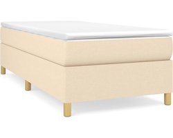 vidaXL - Boxspring - bed - 90x200 - cm - stof - crèmekleurig