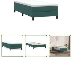 vidaXL Boxspring Bed - Boxspring - Boxspring zonder matras fluweel donkergroen 100x210 cm - Donkere Kleur - Fluweel - Slaapkamer Decoratie