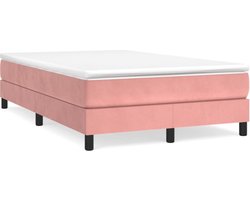 vidaXL - Boxspring - bed - fluweel - roze - 120x200 - cm