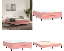 vidaXL - Boxspring - bed - fluweel - roze - 140x190 - cm