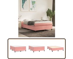 vidaXL - Boxspring - bed - fluweel - roze - 140x190 - cm