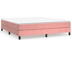 vidaXL - Boxspring - bed - fluweel - roze - 180x200 - cm