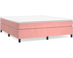 vidaXL - Boxspring - bed - fluweel - roze - 180x200 - cm