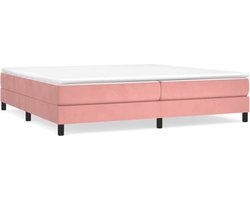 vidaXL - Boxspring - bed - fluweel - roze - 200x200 - cm