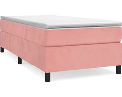 vidaXL - Boxspring - bed - fluweel - roze - 90x200 - cm
