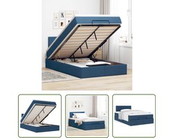 vidaXL Boxspring - Bed Frame - Bed met matras 120x200 cm stof blauw - Tweepersoonsbed - Slaapcomfort - Opbergruimte